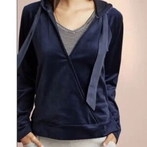 Saturday Sunday Velvet Blue Leisure Sweater Hoodie S Anthropologie Cozy